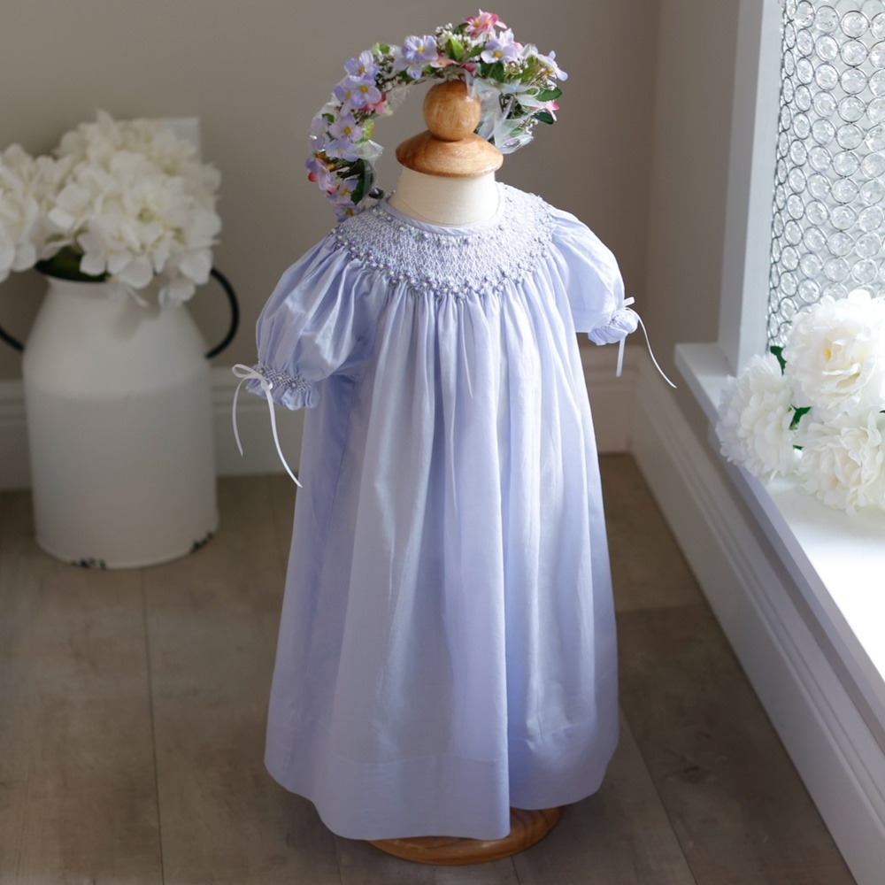 Strasburg Dress Smocked Lavender Bishop Pearls Special Occasion Newborn Like New